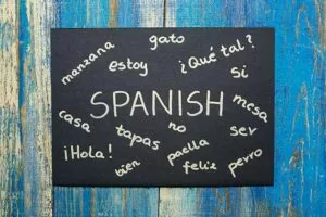 Vemos uma quadro com palavras na língua espanhol. Conheça demora para aprender espanhol!